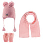 Toddler Knitted Winter Beanie 3 Piece Set With Earflaps For Girls
