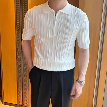 Casual Zipper Short Sleeve Men's Retro