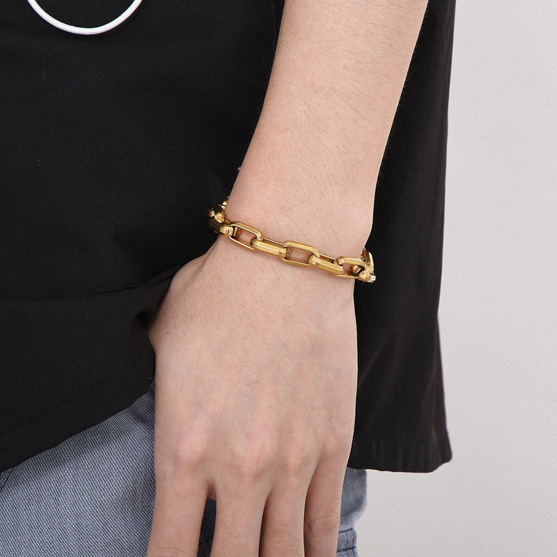 Men's Titanium Steel Bracelet Ins Niche Design Hip-hop Geometric