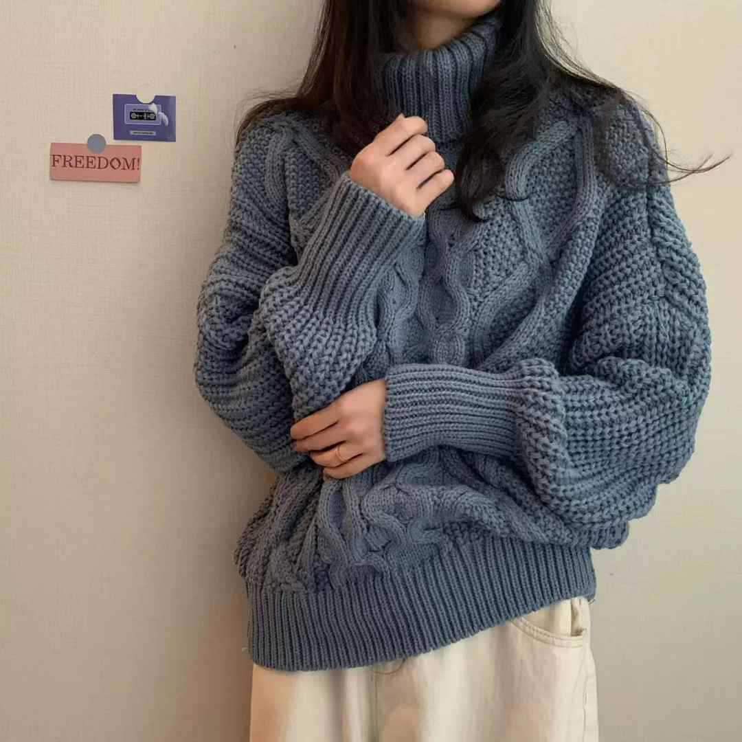 Retro Turtleneck Sweater Long-sleeved