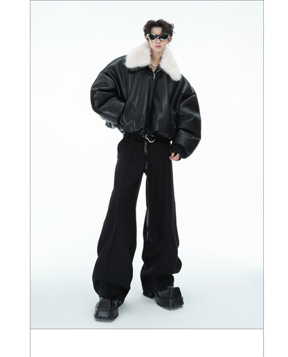 Cotton-padded Leather Coat