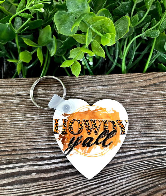 Howdy Y'all, MDF Heart Keychain, , Boho Fun, Country Western