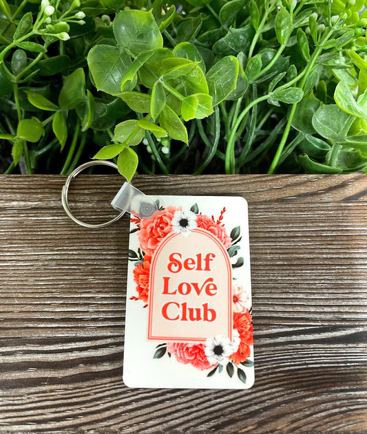 Self Love Club, MDF Rectangle Keychain, , Boho Fun, Motivational