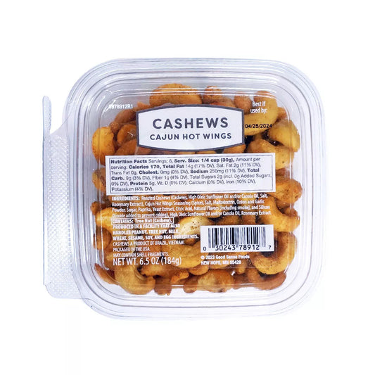 Good Sense Foods Cajun Hot Wings Seasoned Cashews, 6.5oz.