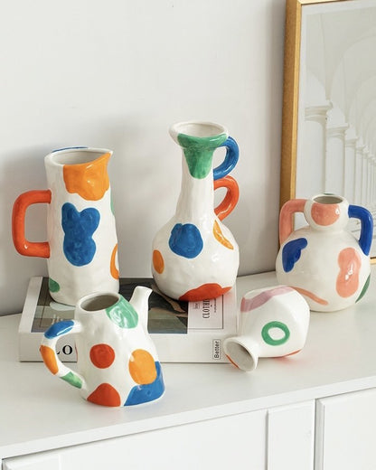 Handpainted Contemporary Abstract Ceramic Vase - Whimsical Eclectic