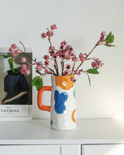 Handpainted Contemporary Abstract Ceramic Vase - Whimsical Eclectic