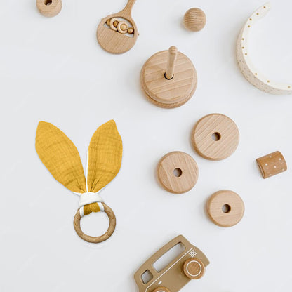 Organic Cotton Teething Ring - Honey
