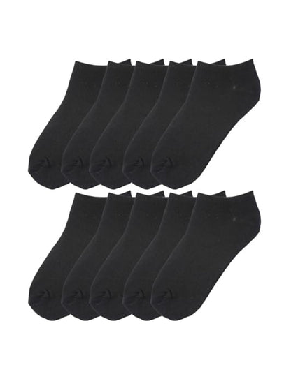 Big Kids Boys 10 Pairs Classy Lightweight Novelty Plain Solid Black