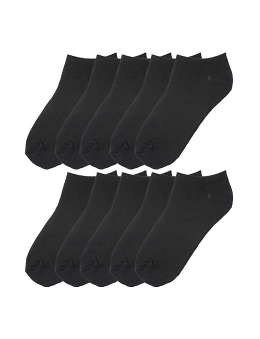 Big Kids Boys 10 Pairs Classy Lightweight Novelty Plain Solid Black