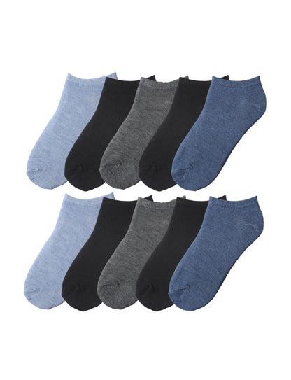 Big Kids Boys 10 Pairs Classy Lightweight Novelty Black Denim Chambrey