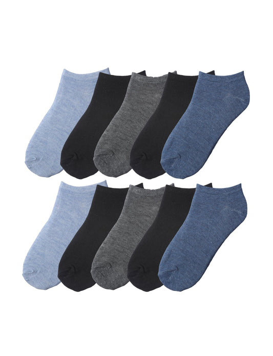 Big Kids Boys 10 Pairs Classy Lightweight Novelty Black Denim Chambrey