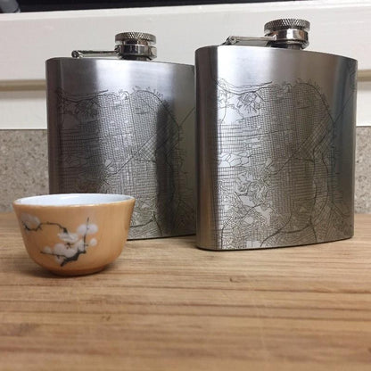 Ouray - Colorado Engraved Topographic Map Hip Flask