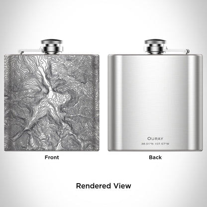 Ouray - Colorado Engraved Topographic Map Hip Flask