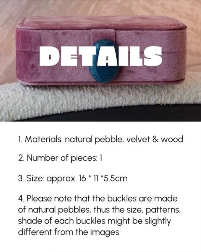 Pebble Jewellery Case, Vintage Velvet Accessory Storage Box Organiser