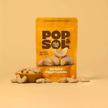 Pop & Sol by Nuts.com Sea Salt & Pepper Cashews, 4oz.
