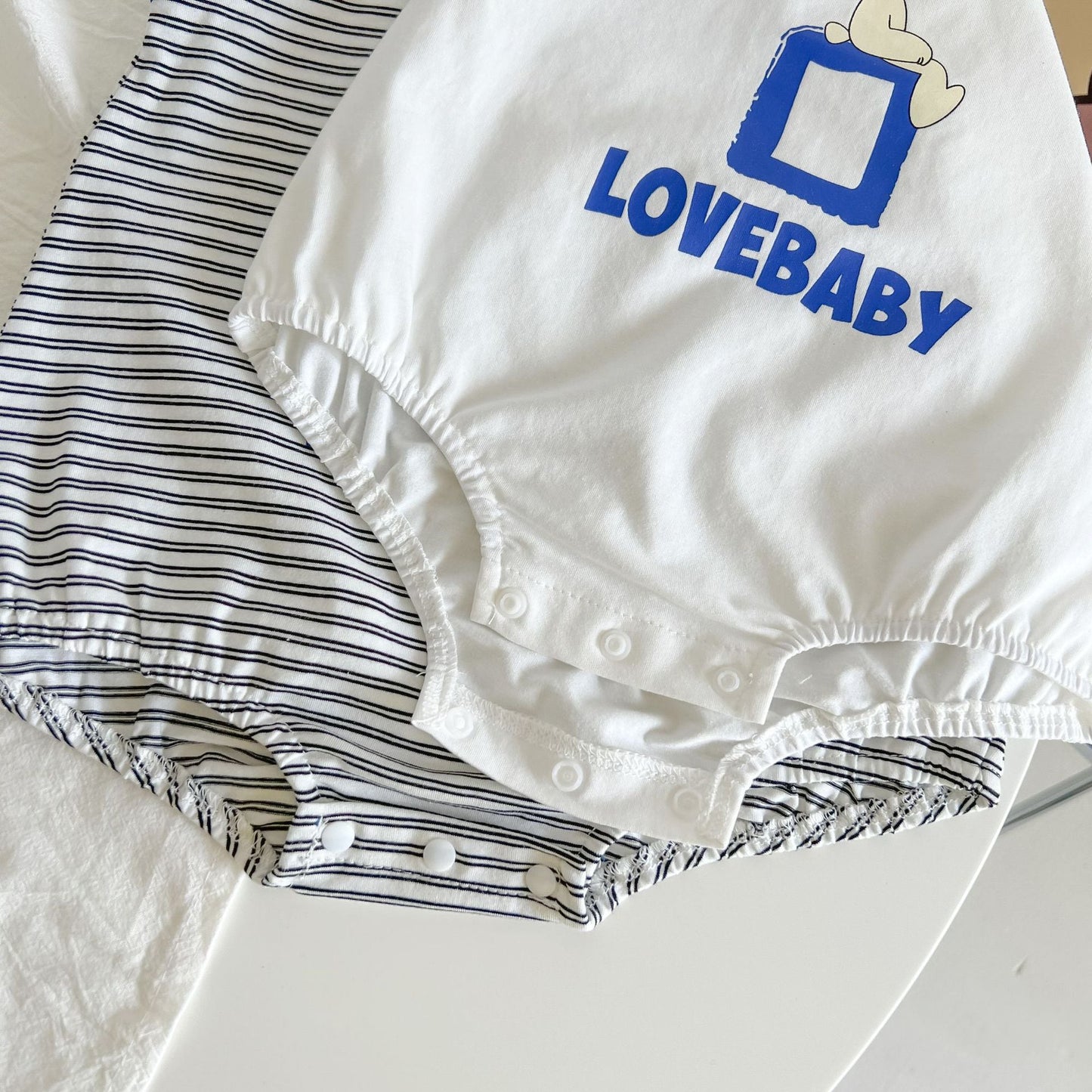Baby Cartoon Print Neck Color Matching Design Sling Onesies