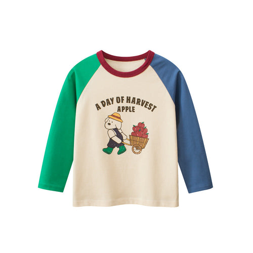Arrival Kids Girls Cartoon Print Crew Neck Long Sleeves Color