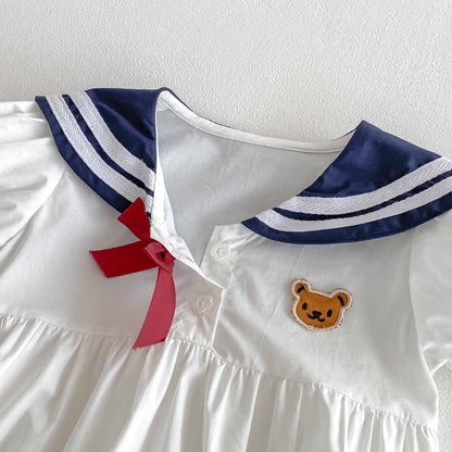 Summer Arrival Baby Girls Cute Preppy Short Sleeves Butterfly-bow