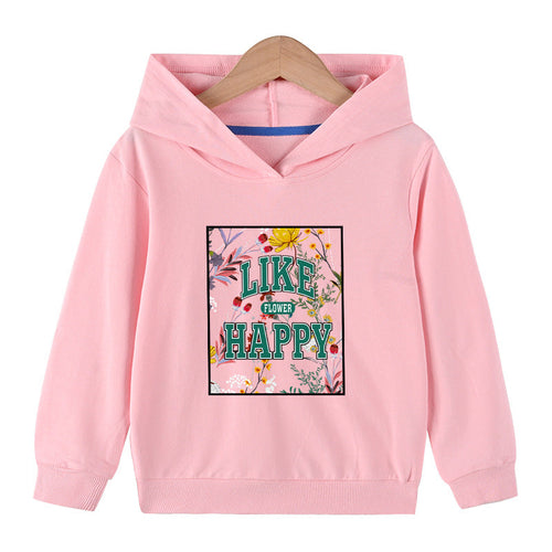 Baby Floral And Slogan Print Pattern Soft Cotton Hoodies