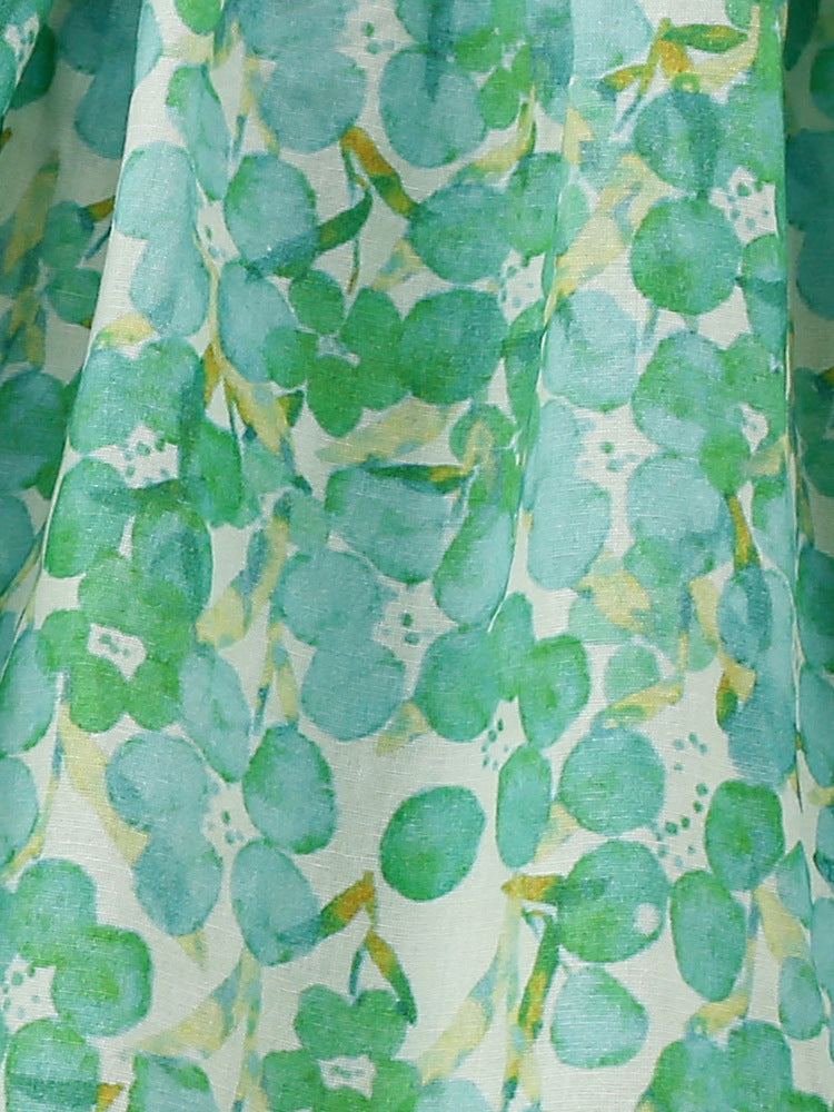 Summer New Design Girls’ Oil Painting Flowers Pattern Short Sleeves