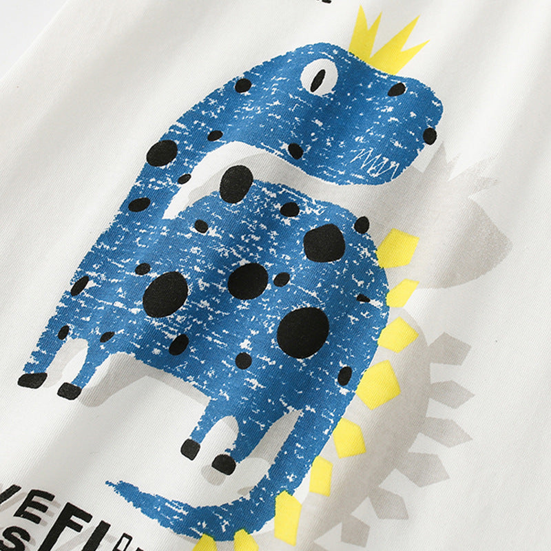 Baby Boy Cartoon Print Pattern Crewneck Summer Sets