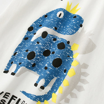 Baby Boy Cartoon Print Pattern Crewneck Summer Sets