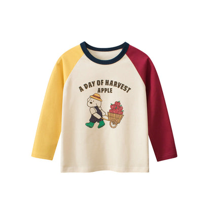 Arrival Kids Girls Cartoon Print Crew Neck Long Sleeves Color