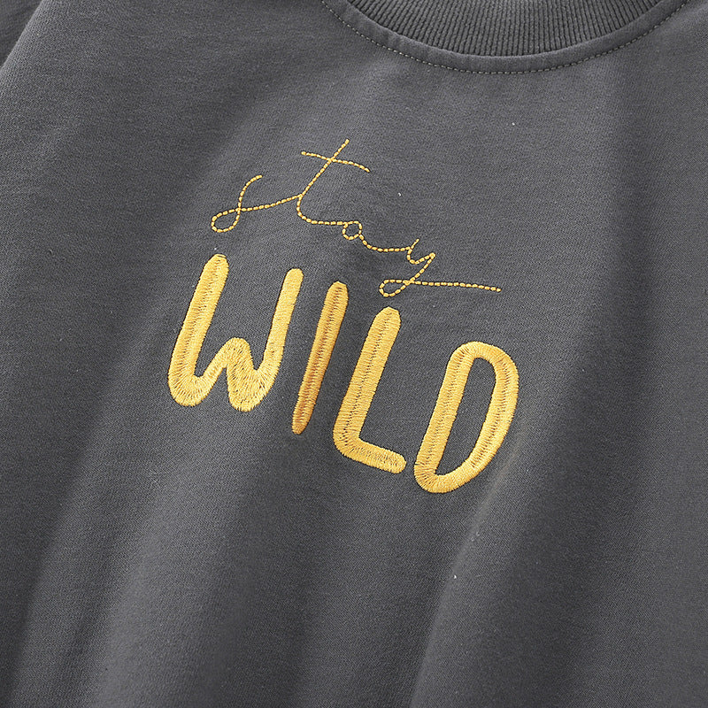 Baby Boy Slogan Pattern Solid Color Good Quality Hoodie