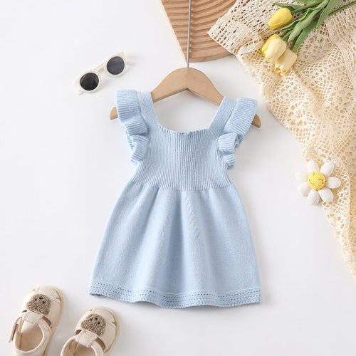 Arrival Summer Baby Kids Girls Plain Simple Solid Color Fly Sleeves