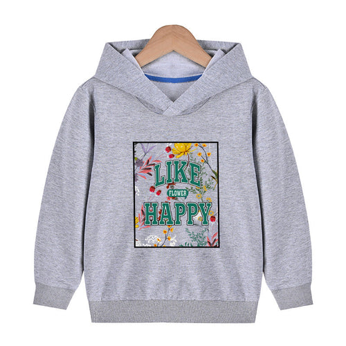 Baby Floral And Slogan Print Pattern Soft Cotton Hoodies