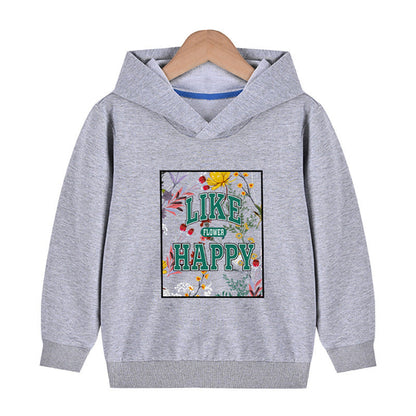 Baby Floral And Slogan Print Pattern Soft Cotton Hoodies