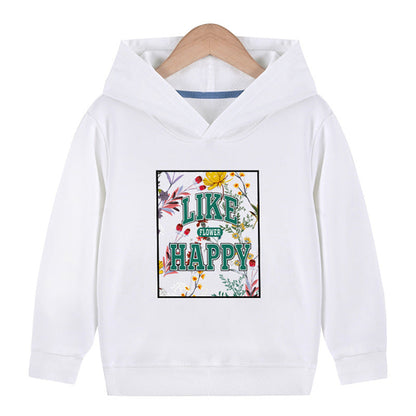 Baby Floral And Slogan Print Pattern Soft Cotton Hoodies
