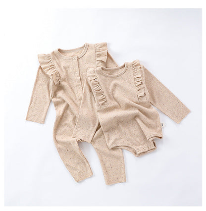Autumn Hot Selling Baby Unisex Tiny Dots Pattern Long Sleeves Onesies
