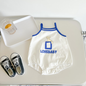 Baby Cartoon Print Neck Color Matching Design Sling Onesies