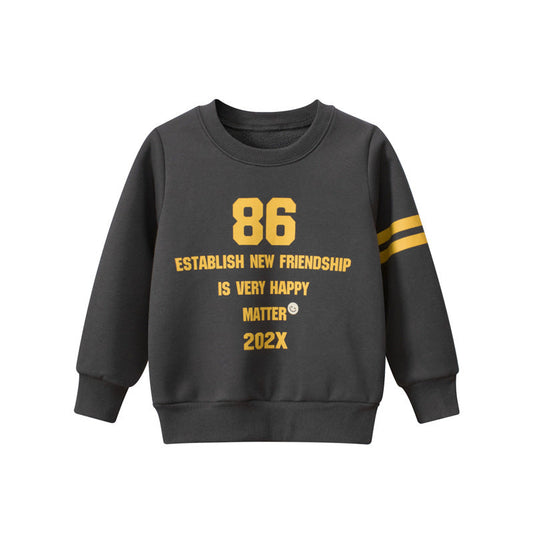 Baby Boy Slogan Print Pattern Korean Style Fleece Hoodie