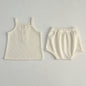 Summer Baby Kids Waffle Grid Sleeveless Vest And Bloomers Sets And