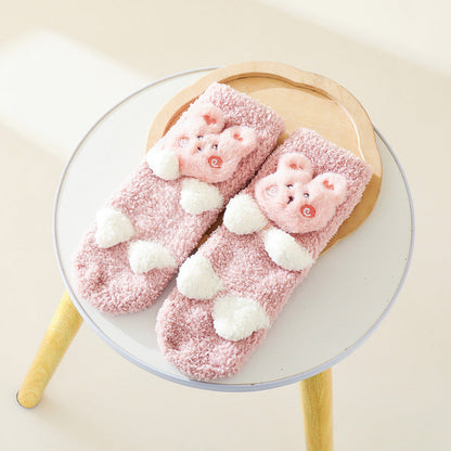 Baby Cartoon Design Coral Fleece Thickened Floor Socks