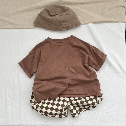 Checkerboard Print Pattern Comfy Shorts