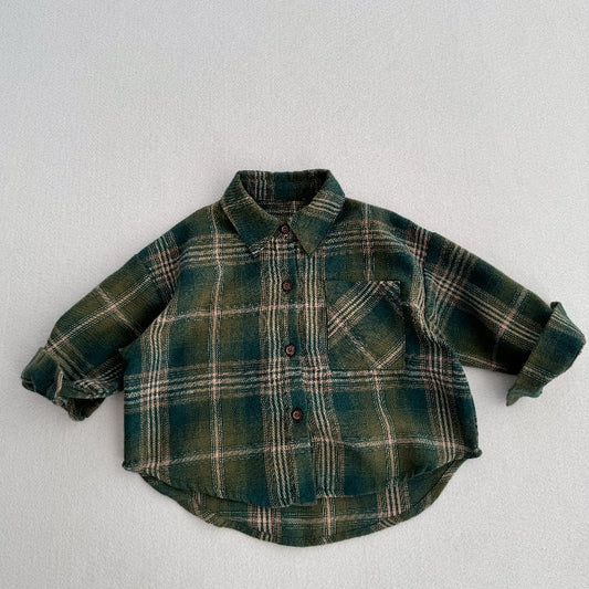 European and American Vintage Style Kids’ Outerwear: Plaid Long