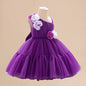 Summer Baby Kids Girls Princess Sleeveless 3D Flowers Birthday Tulle