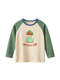 Autumn Baby Boys Cartoon Print Color Patchwork Long Sleeves Crew Neck