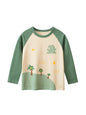 Autumn Baby Boys Cartoon Print Color Patchwork Long Sleeves Crew Neck