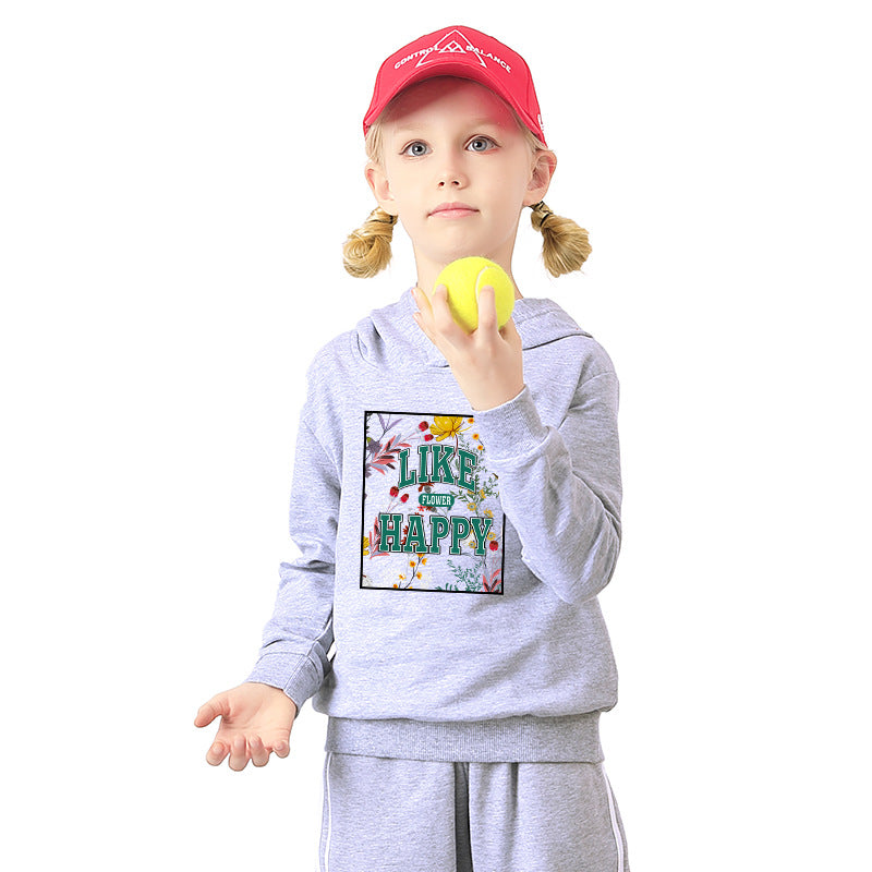 Baby Floral And Slogan Print Pattern Soft Cotton Hoodies