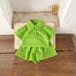 Baby Solid Color Polo Neck Summer Clothing Sets
