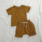 Summer New Arrival Baby Kids Short Sleeves Solid Color T-Shirt And