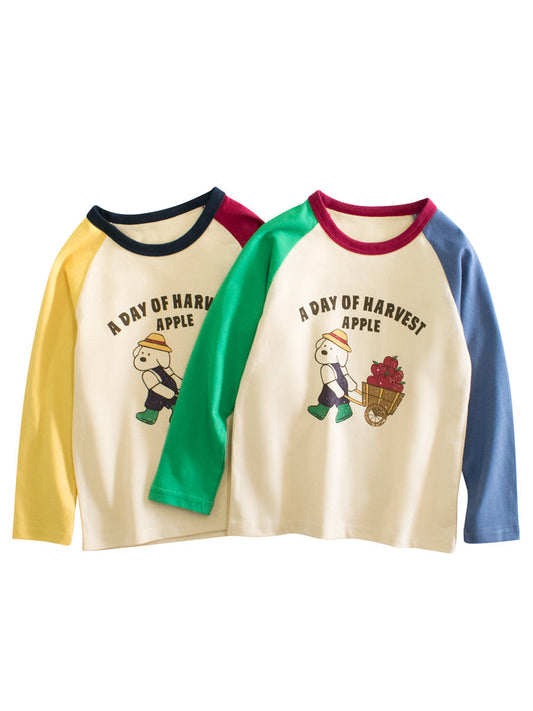 Arrival Kids Girls Cartoon Print Crew Neck Long Sleeves Color