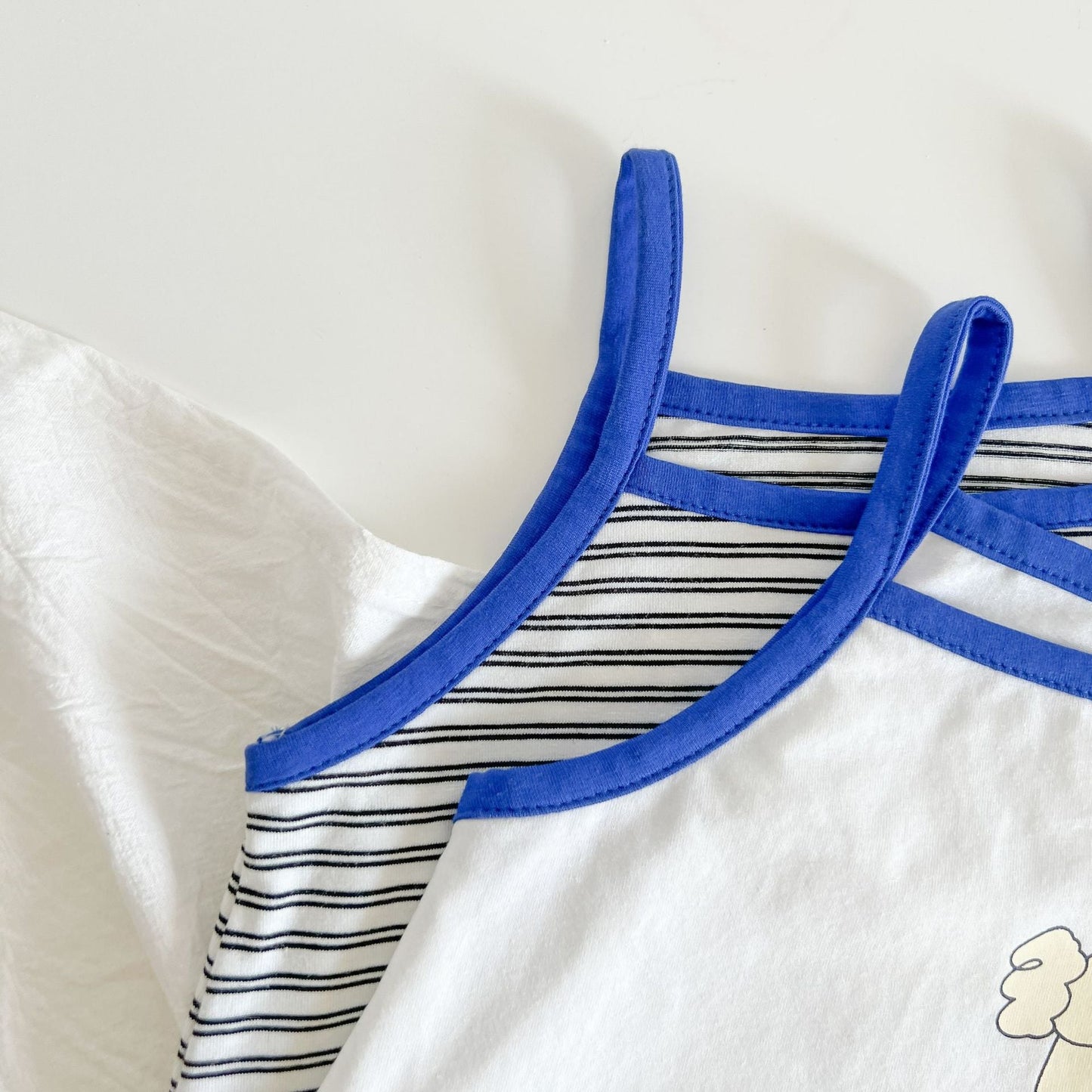 Baby Cartoon Print Neck Color Matching Design Sling Onesies