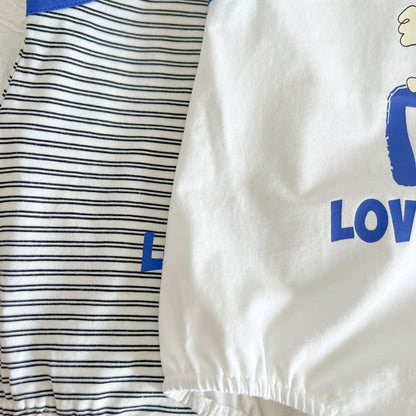 Baby Cartoon Print Neck Color Matching Design Sling Onesies
