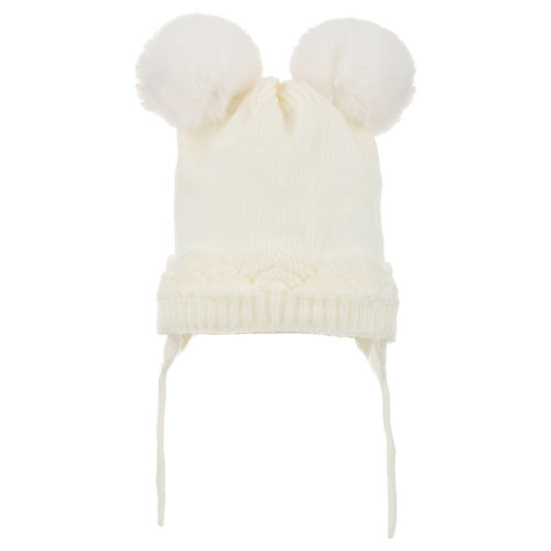 Infant & Toddler Knitted Winter Beanie with Pompom "Ears" For Girls