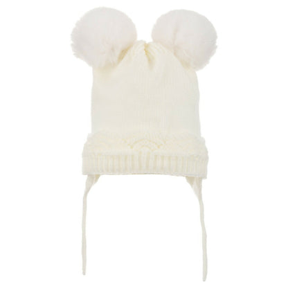 Infant & Toddler Knitted Winter Beanie with Pompom "Ears" For Girls